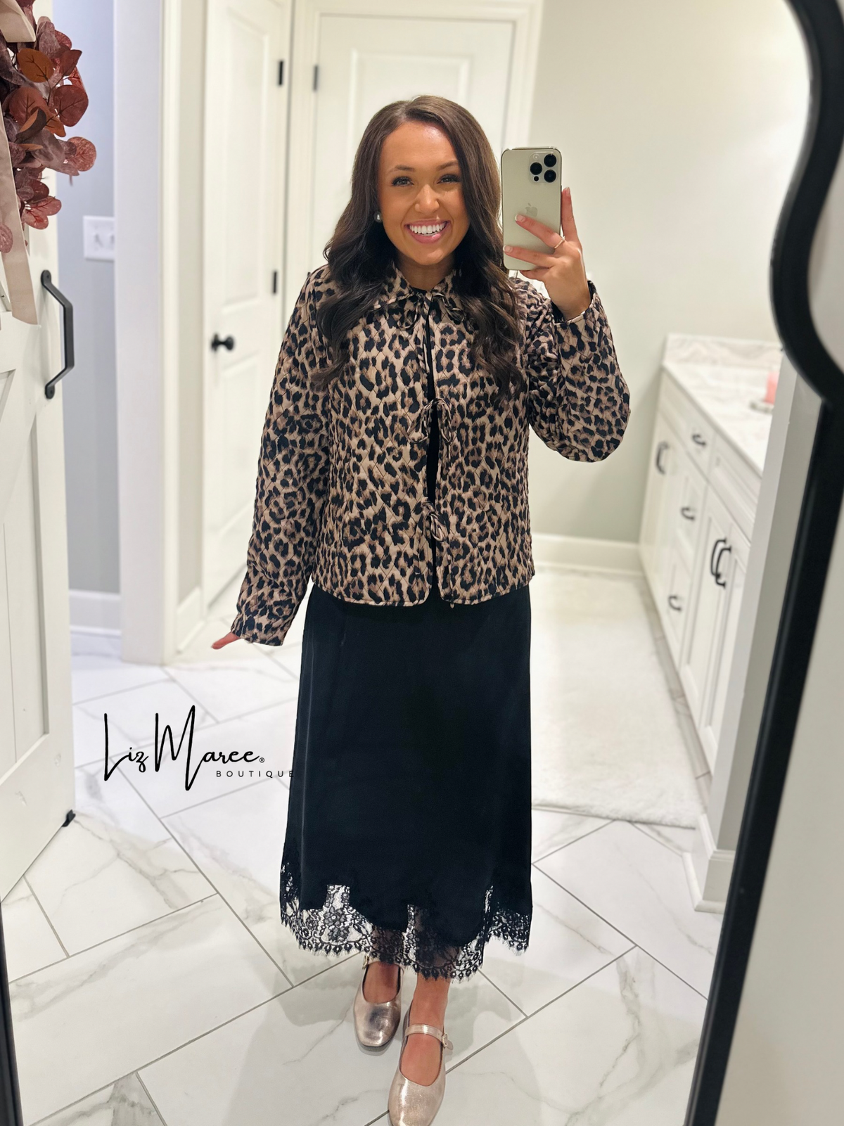 The Aubrey Leopard Quilted Bow Jacket