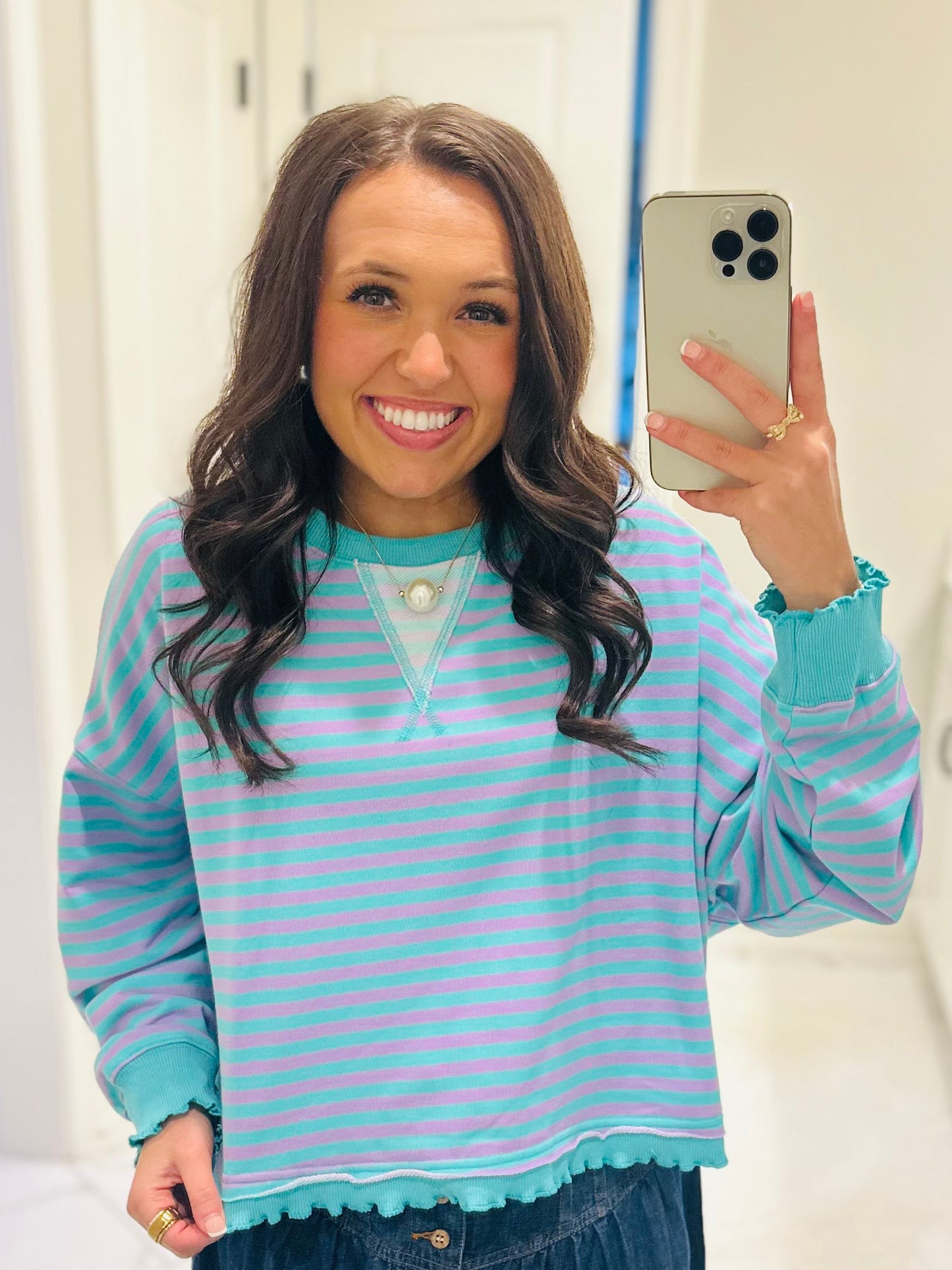 The Lily Striped Crop Sweatshirt