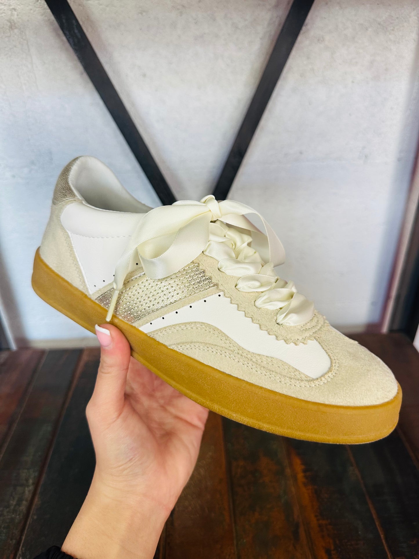 The Dixie Beige Gold Sneaker