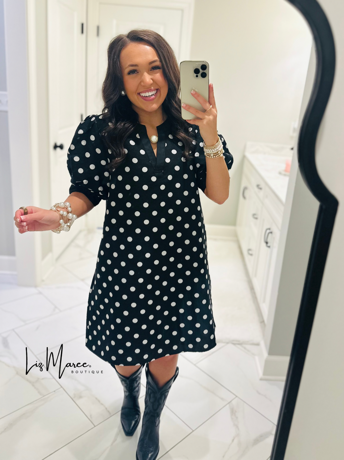 The Baylie Black Polka Dot Dress