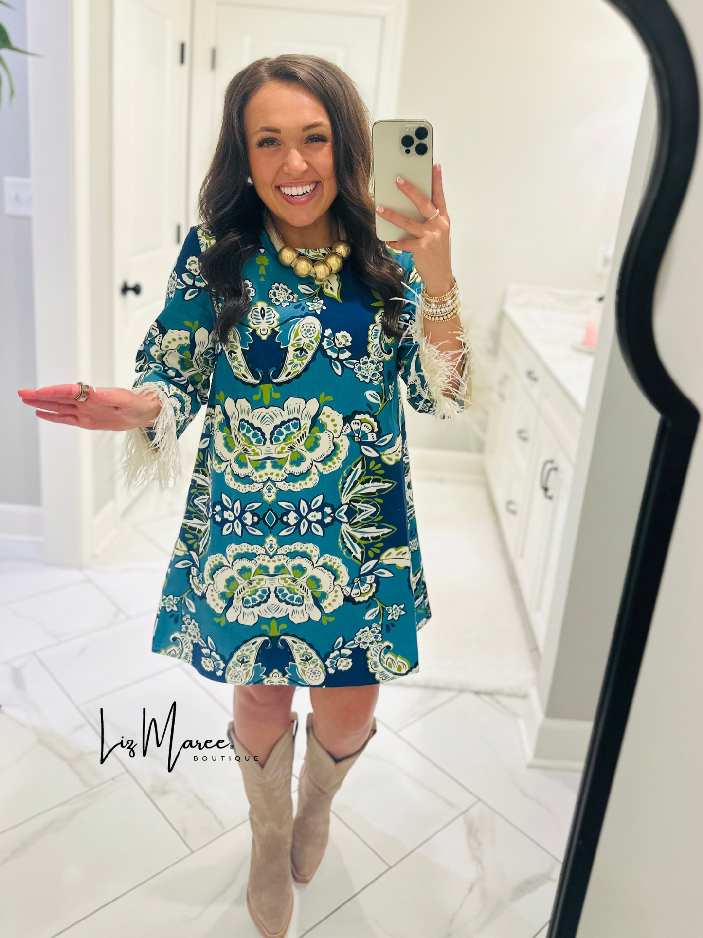 The Avery Blue Floral + Paisley Dress
