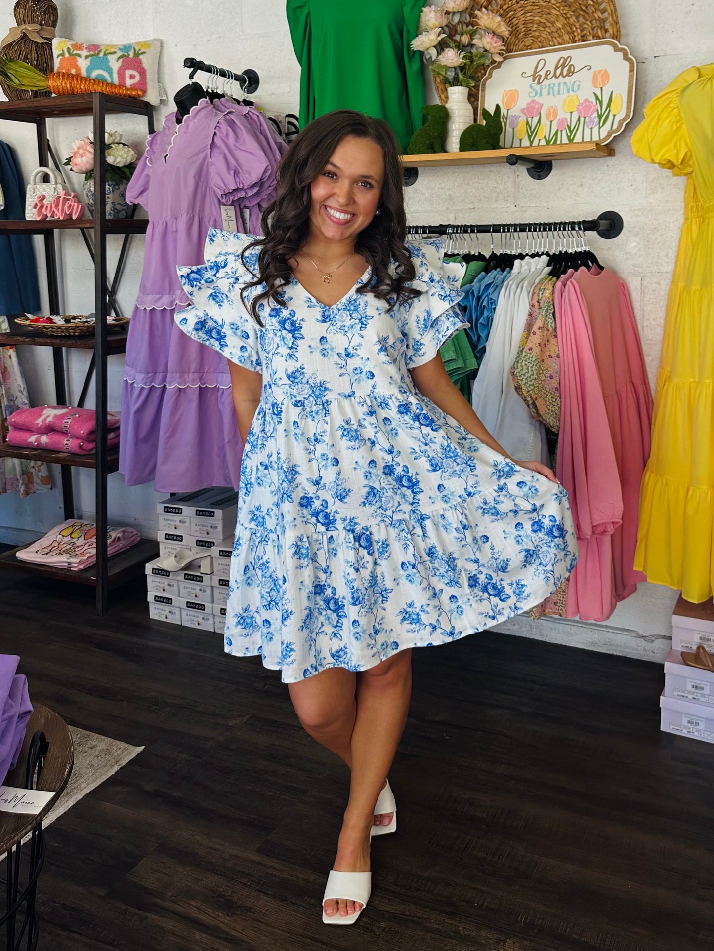 The Savannah Blue Floral Print Dress