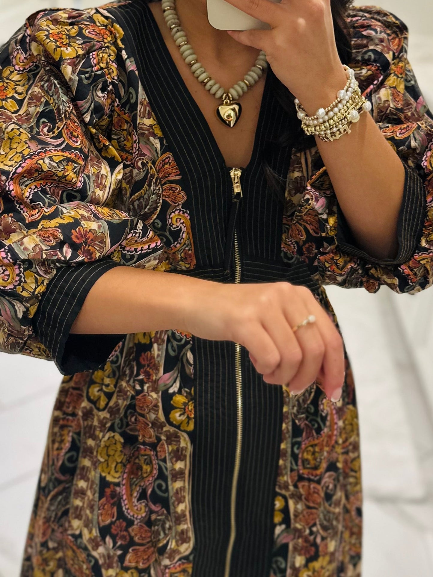 The Libby Black Floral Paisley Midi Dress