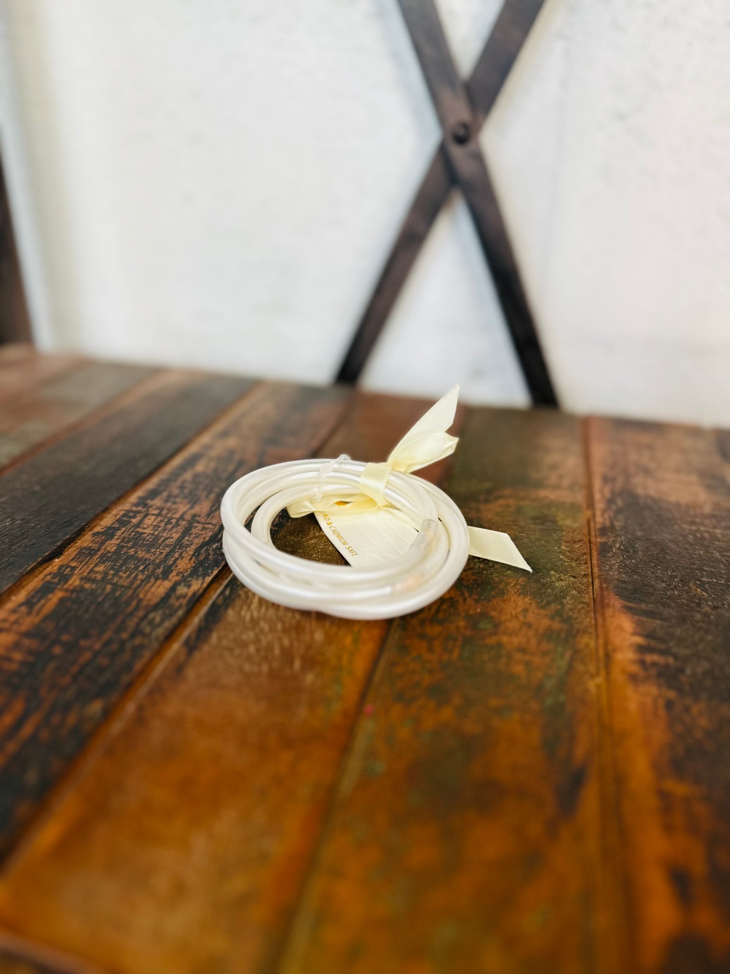 White Shimmer Jelly Bangle Set