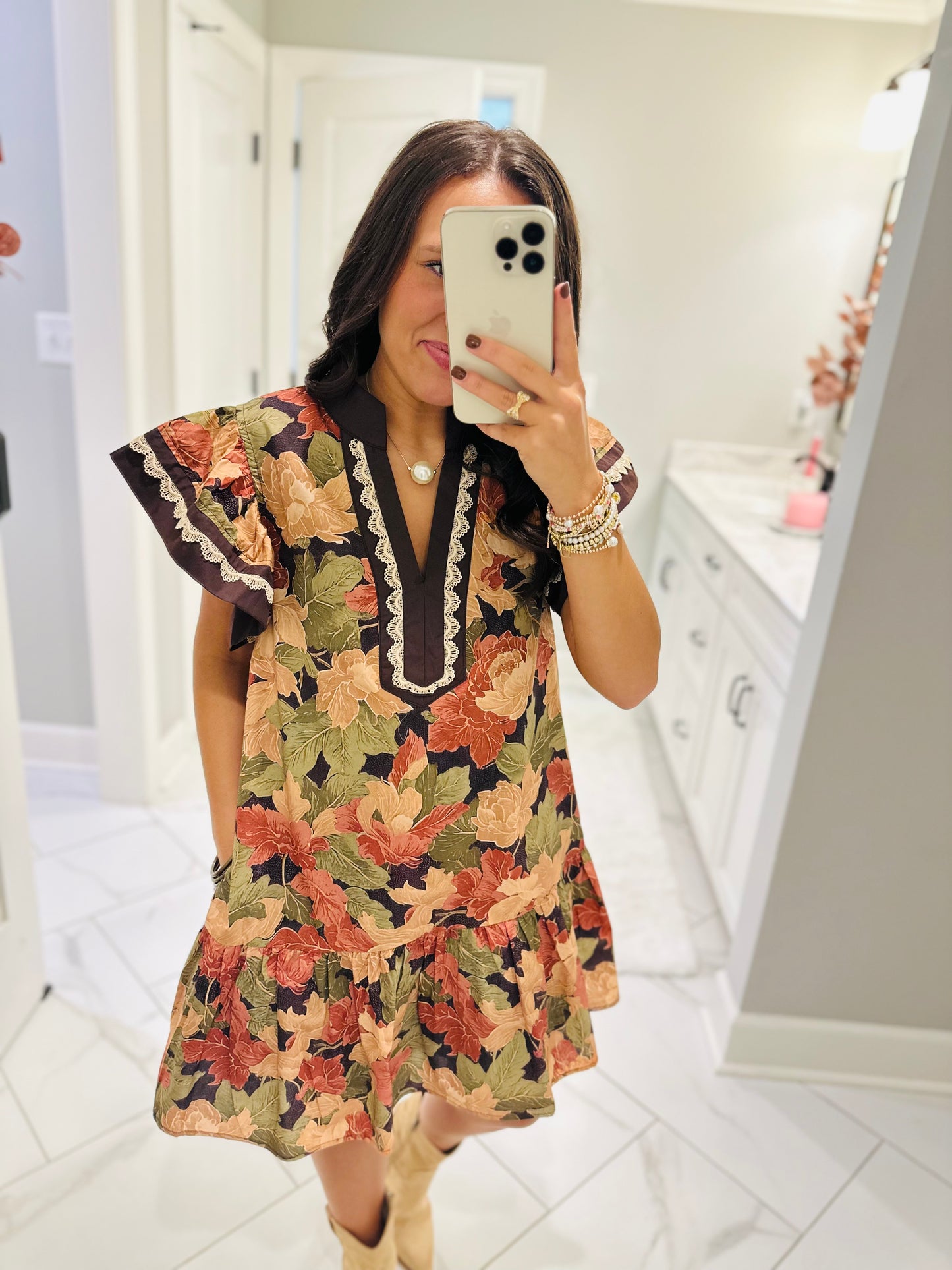 The Sutton Brown Floral Dress