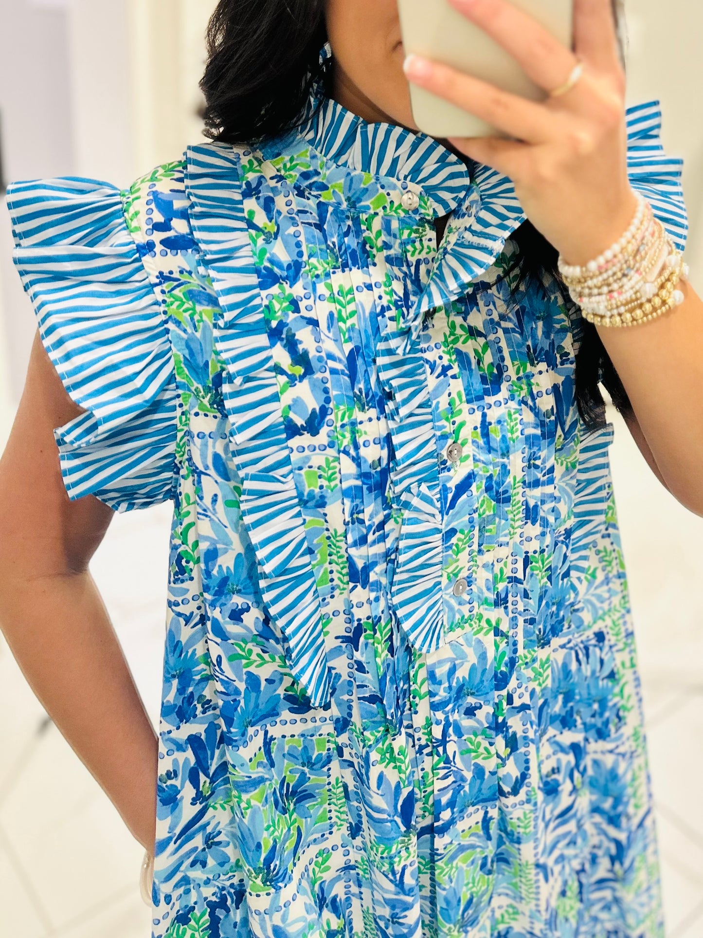 The Cali Blue Botanical Dress
