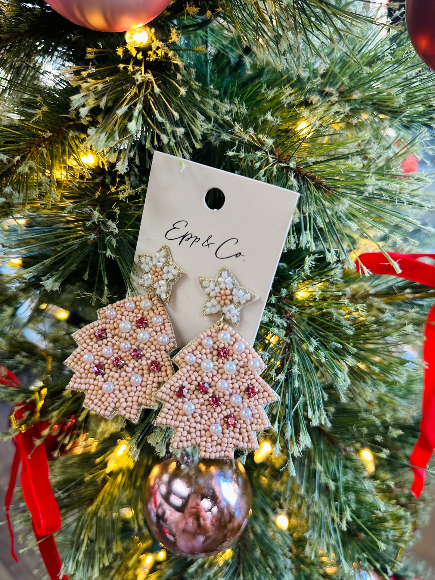 Pearl and Light Pink Christmas Tree Drops