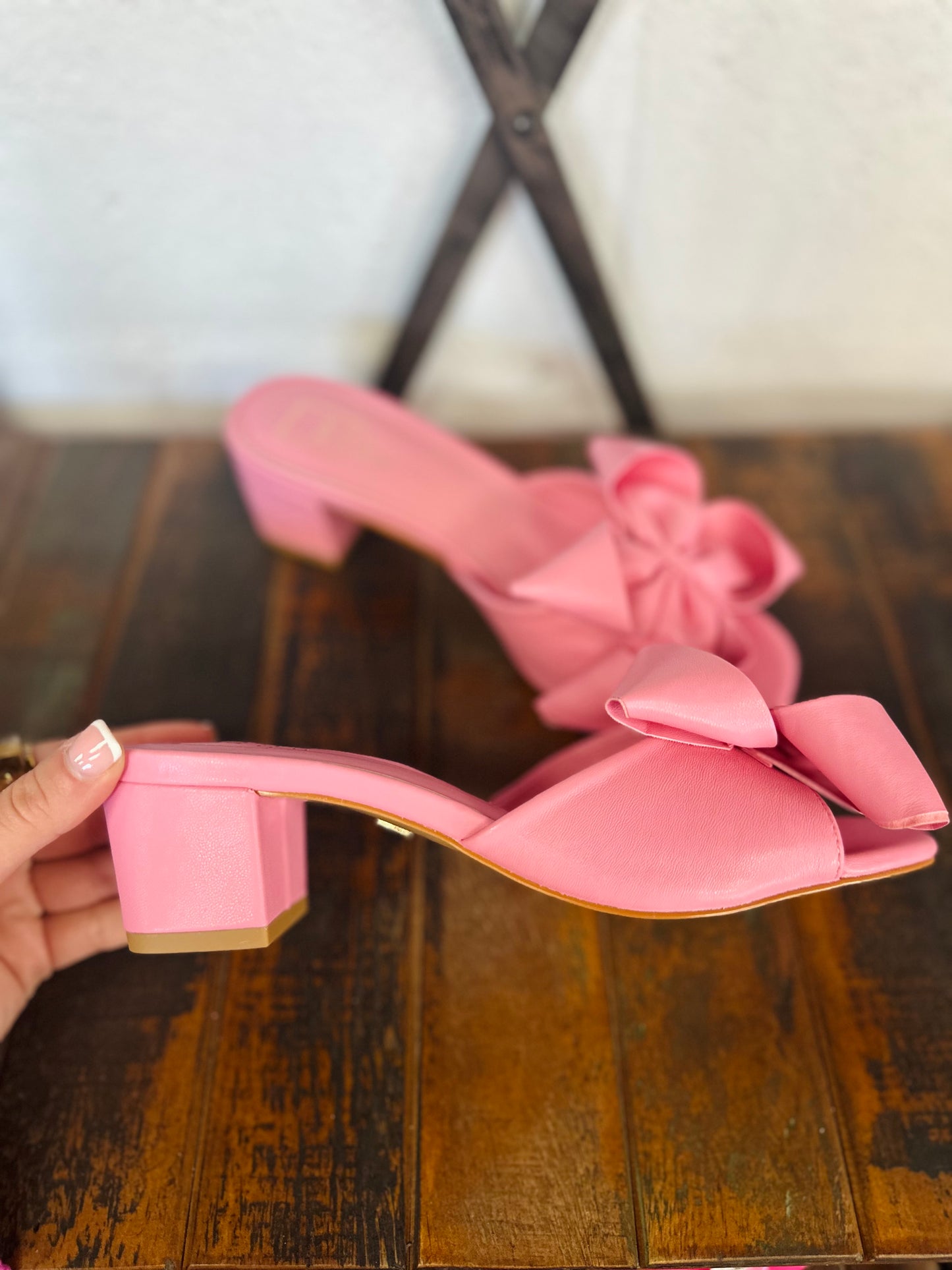 The Flora Pink Bow Heels