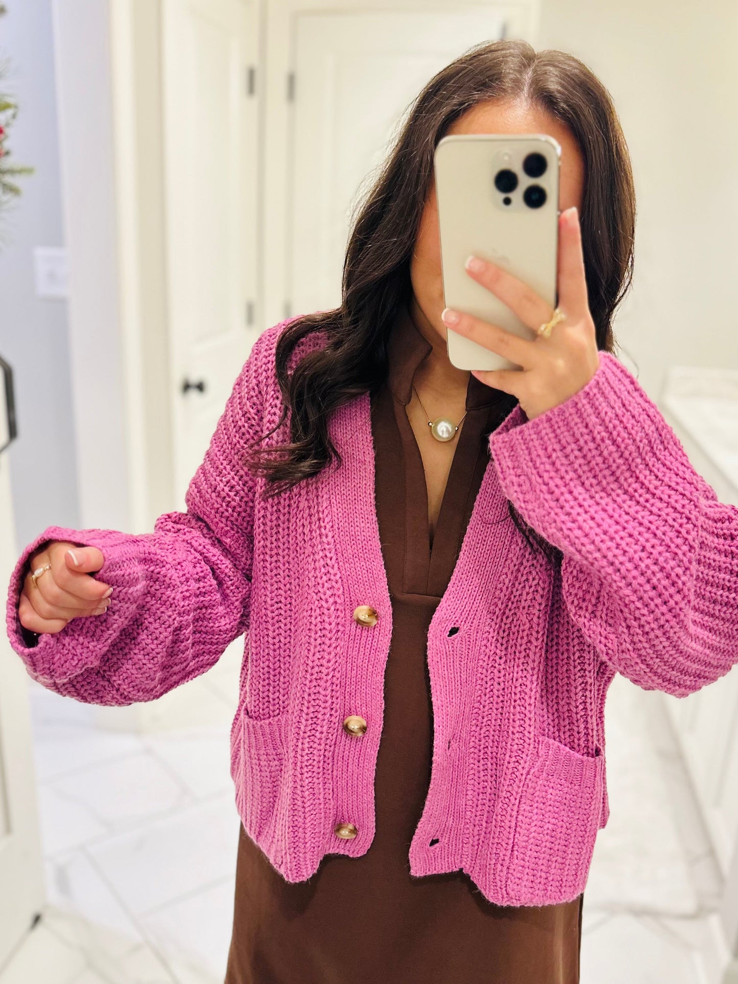 The Brooke Orchid Ribbed Oversized Cardigan