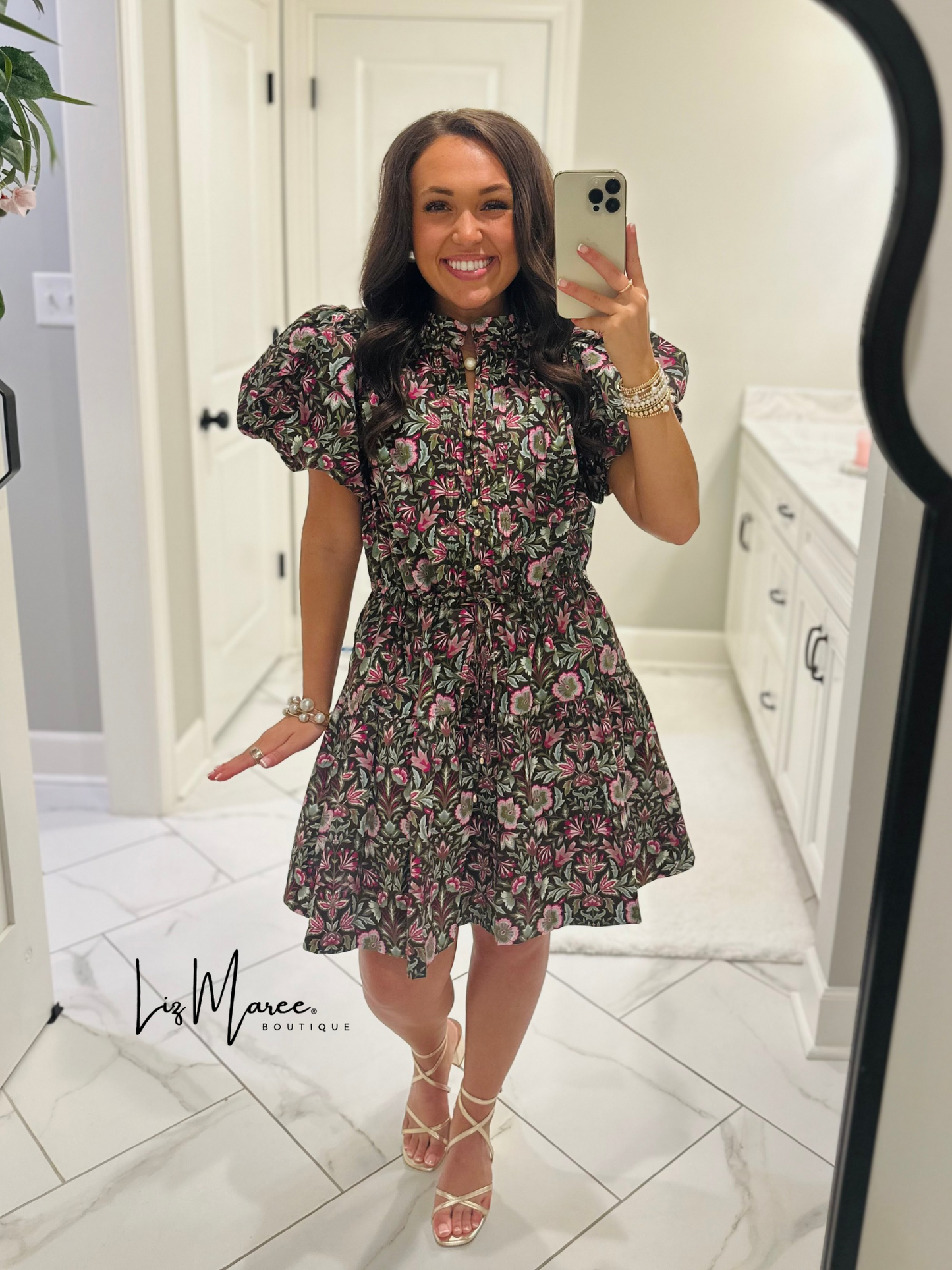 The Soph Brown Floral Puff Sleeve Dress