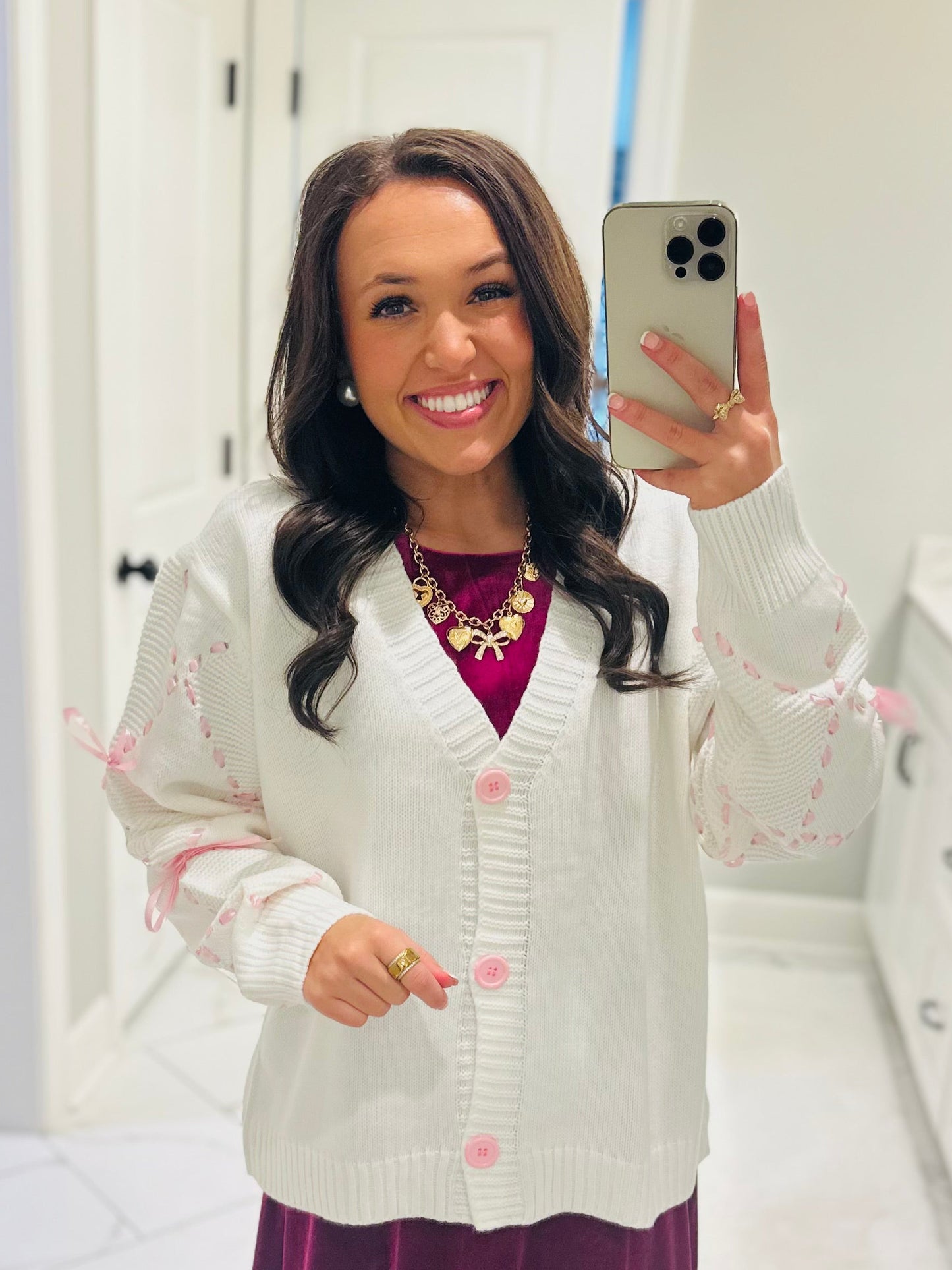 The Alisa Satin Ribbon Sleeve Cardigan