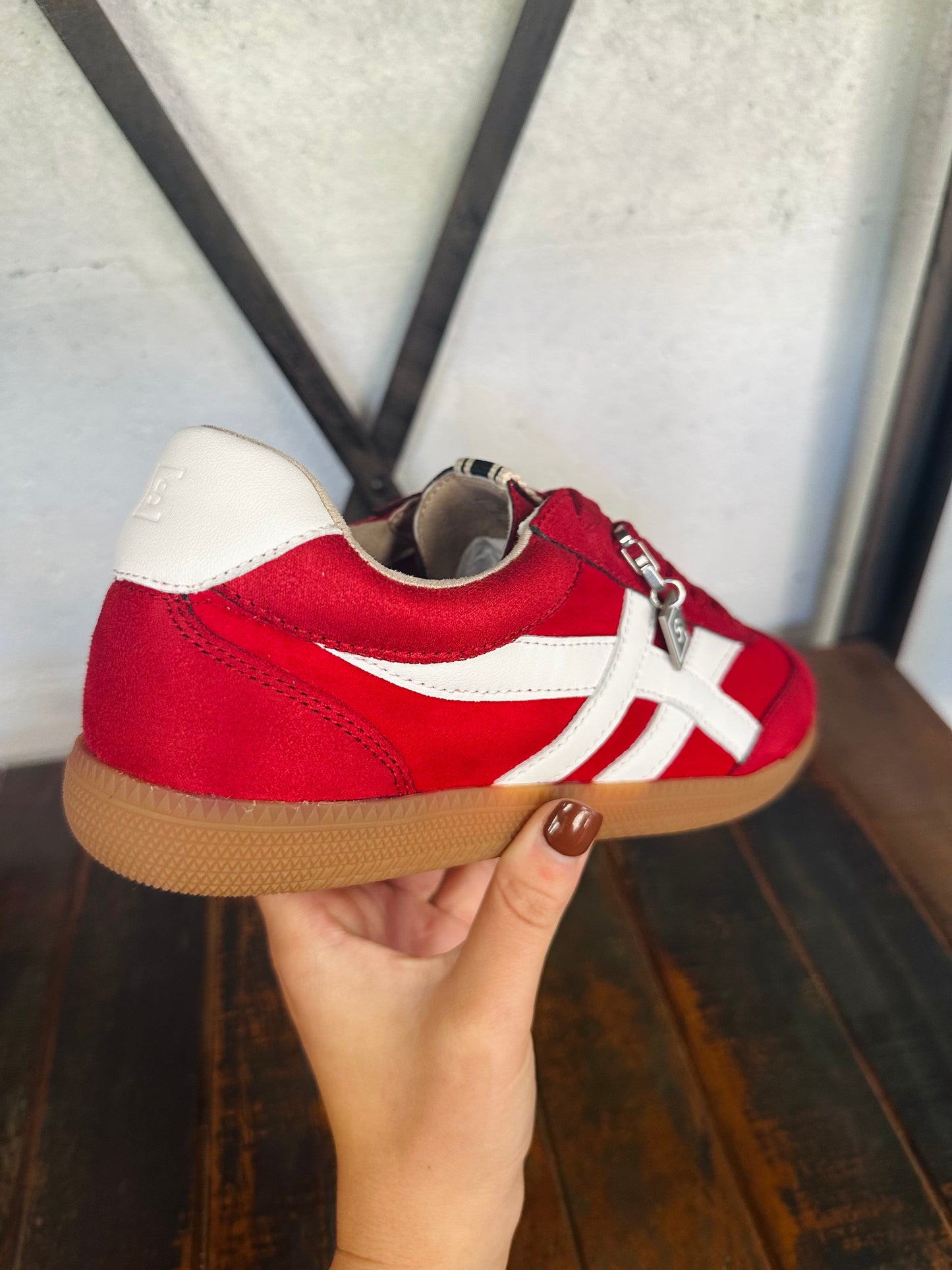The Sasha Red Suede Sneaker