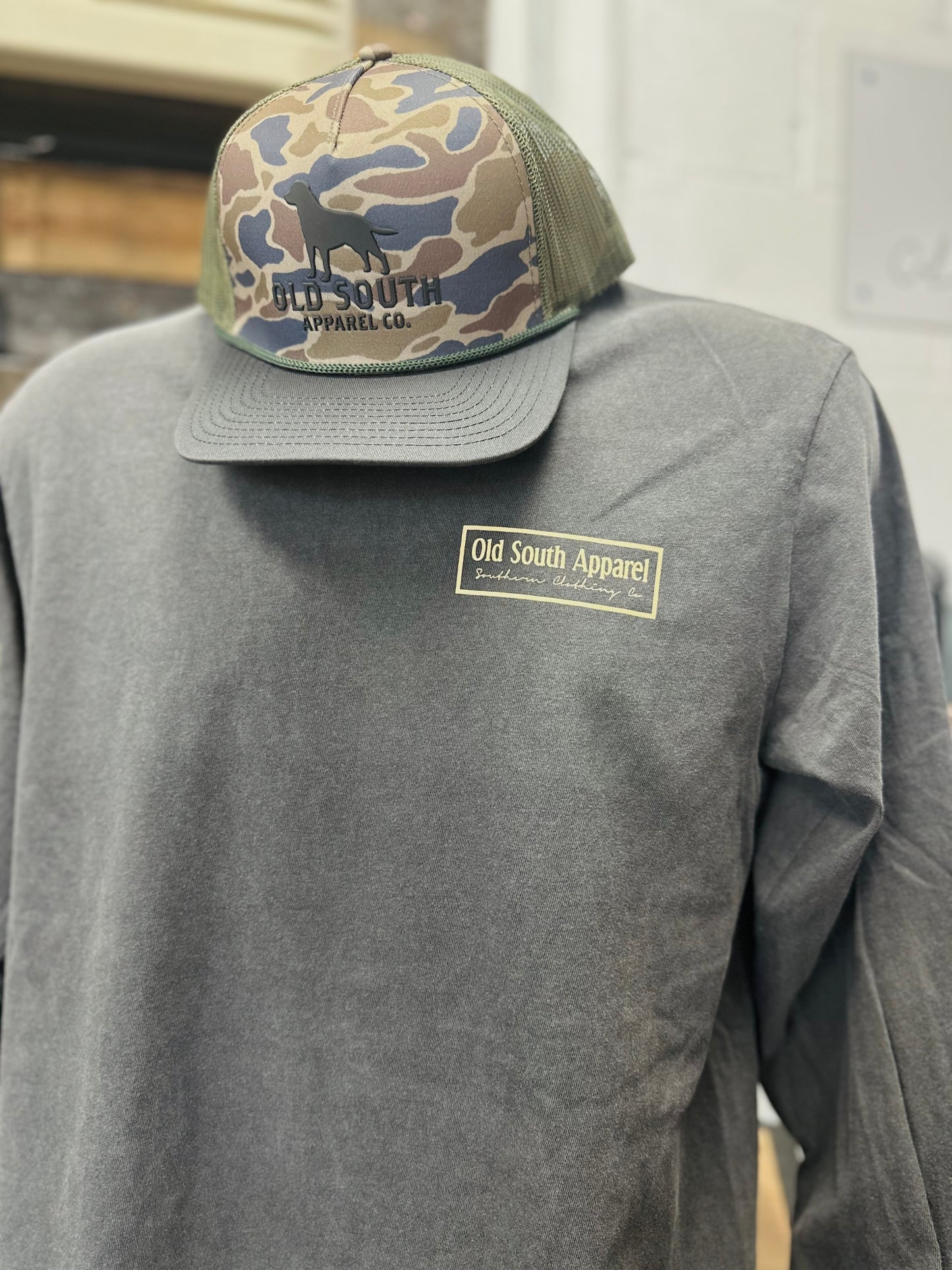 Dog Outline Thicket Camo Long Sleeve Tee