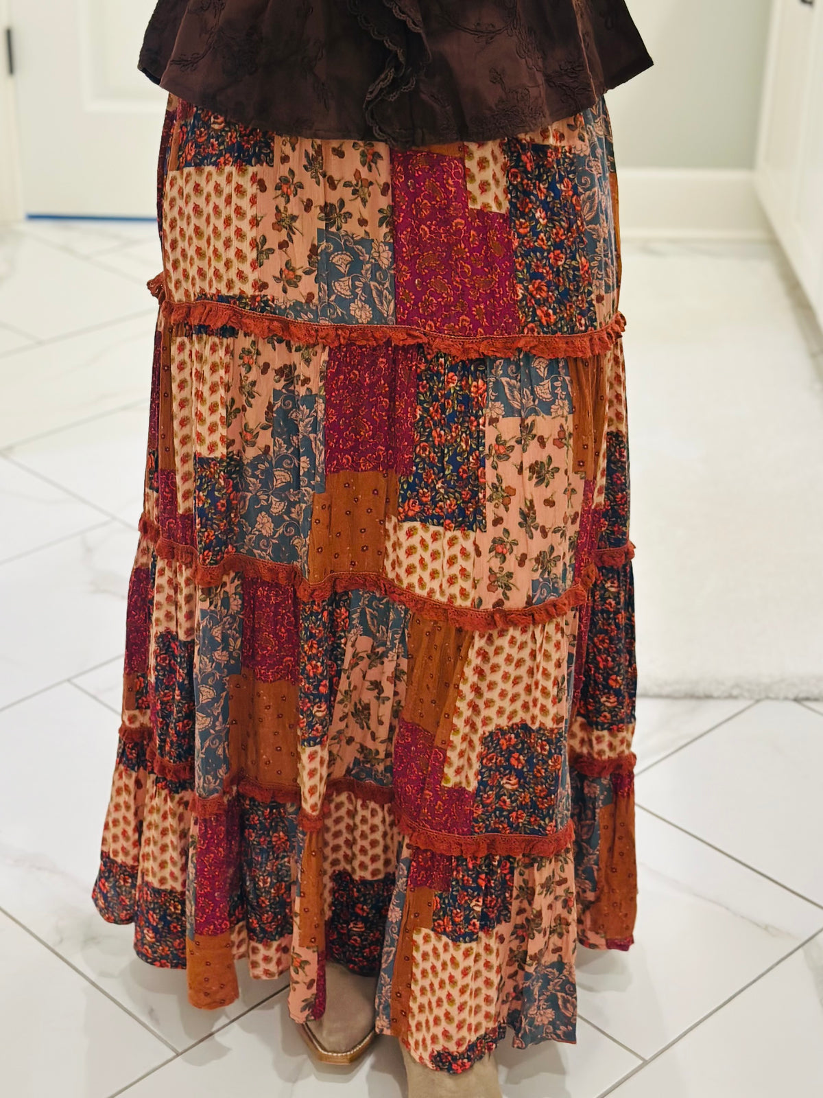 The Davey Multi Patchwork Maxi Skirt