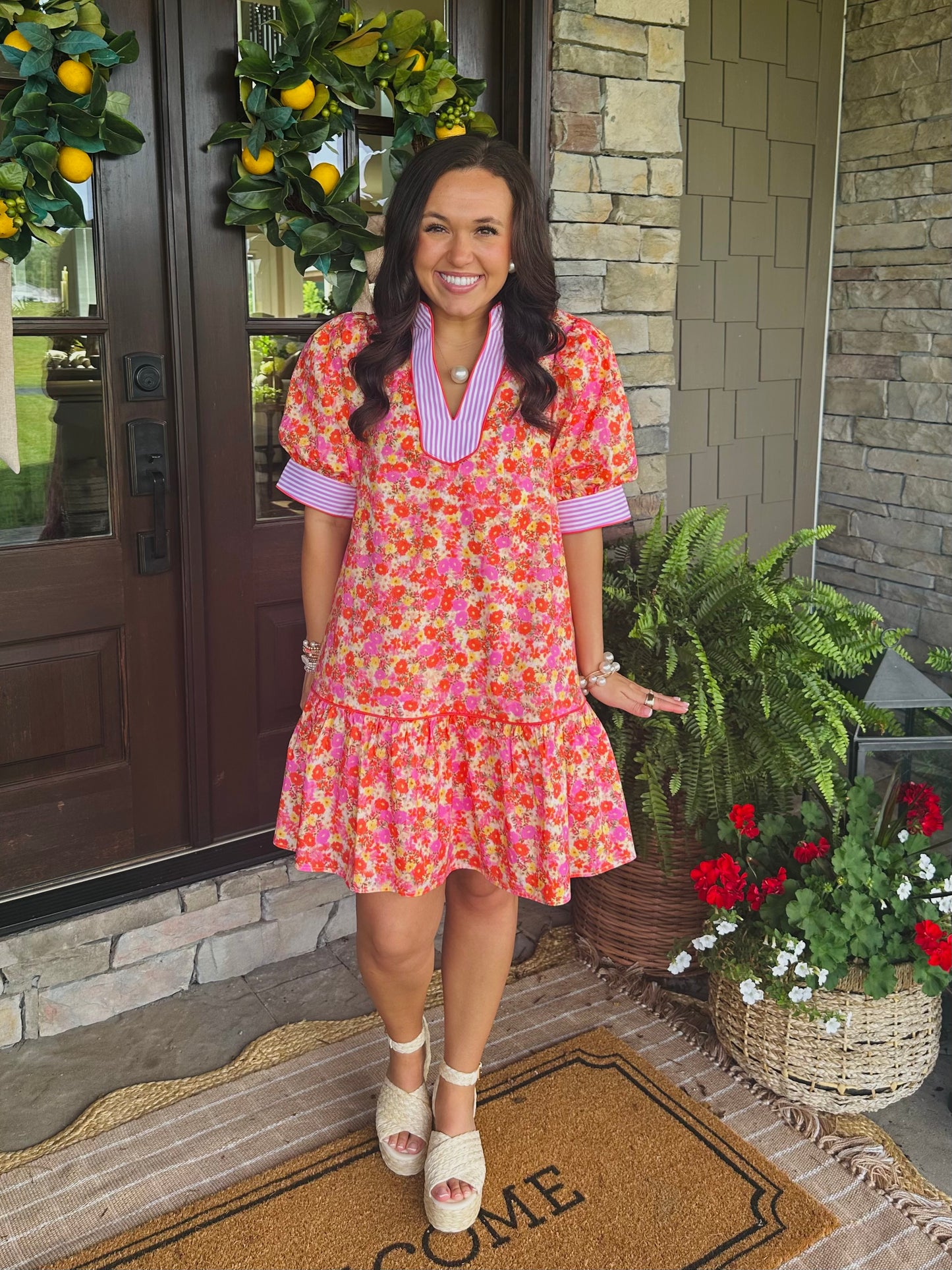 The Maree Pink + Orange Floral Dress