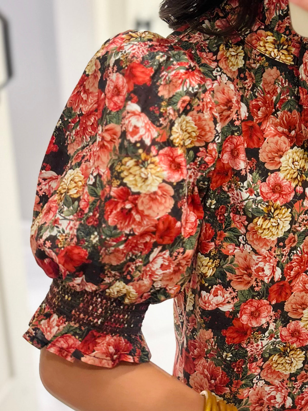 The Anabelle Brick Floral Midi Dress