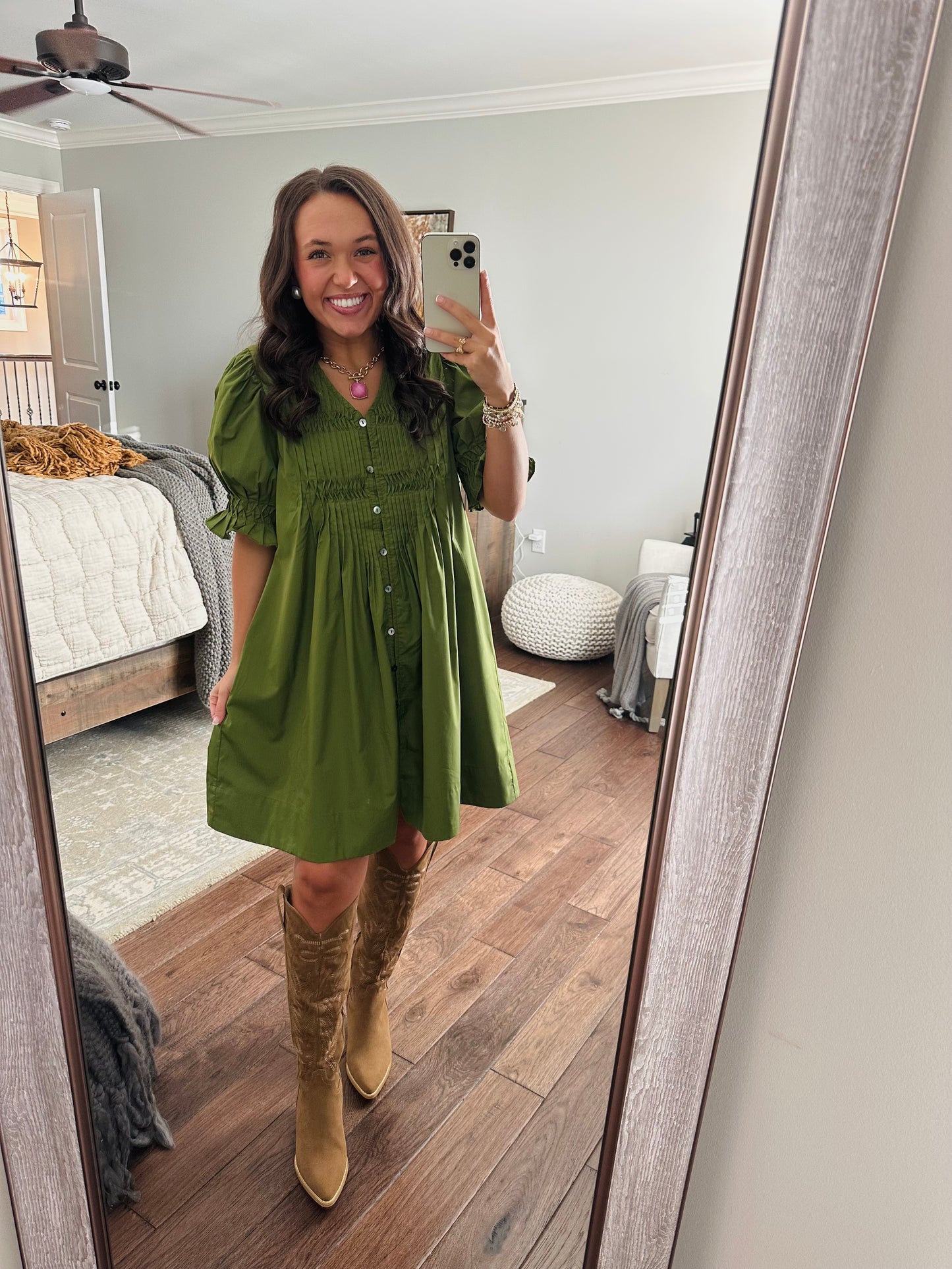 The Willow Olive Green Dress