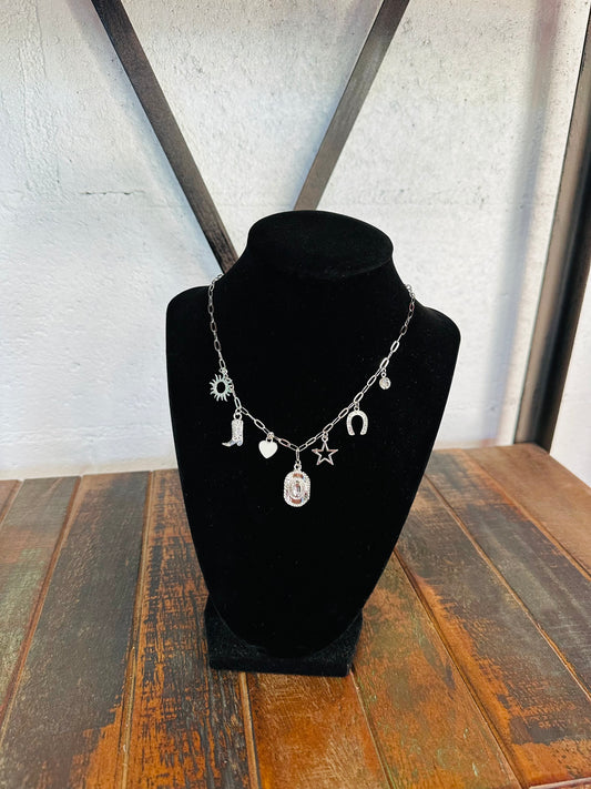 Silver Western Charm Necklace