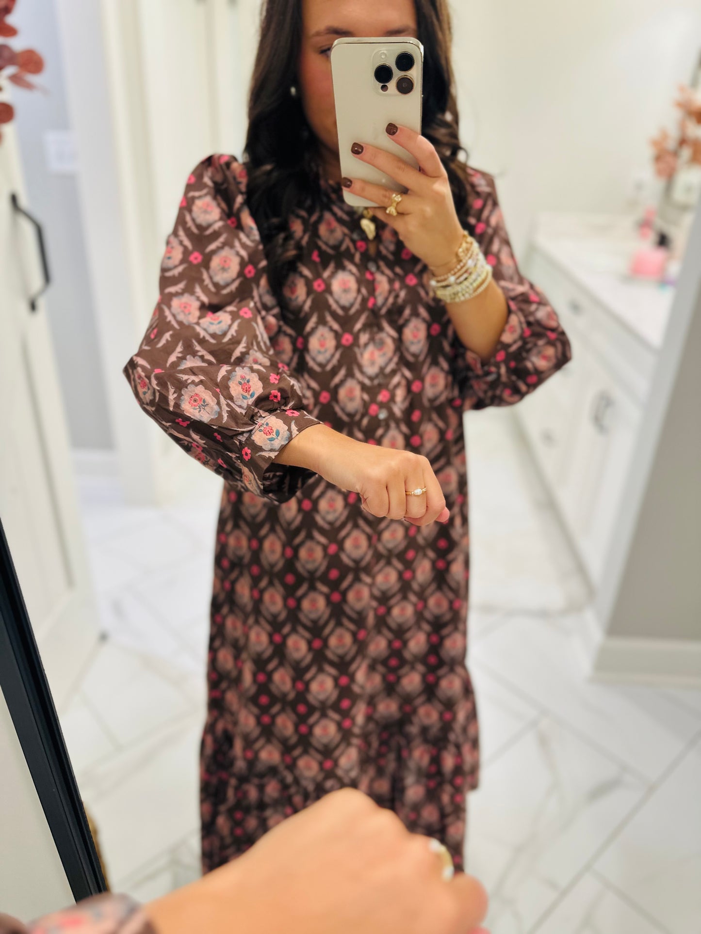 The Lila Maree Brown Floral Maxi Dress