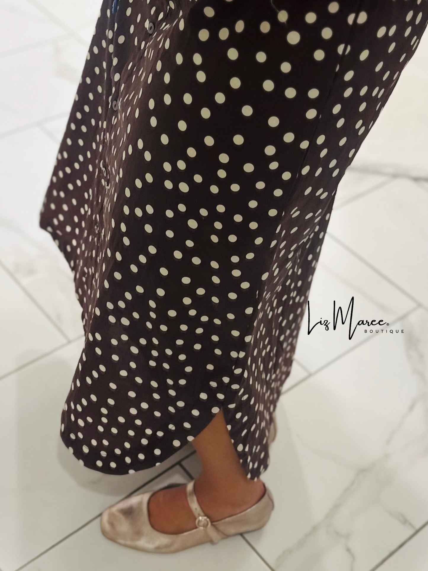 The Ashlee Brown Polka Dot Midi Dress