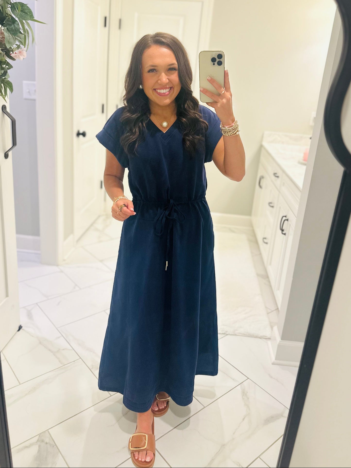 The Norah Navy Midi Dress