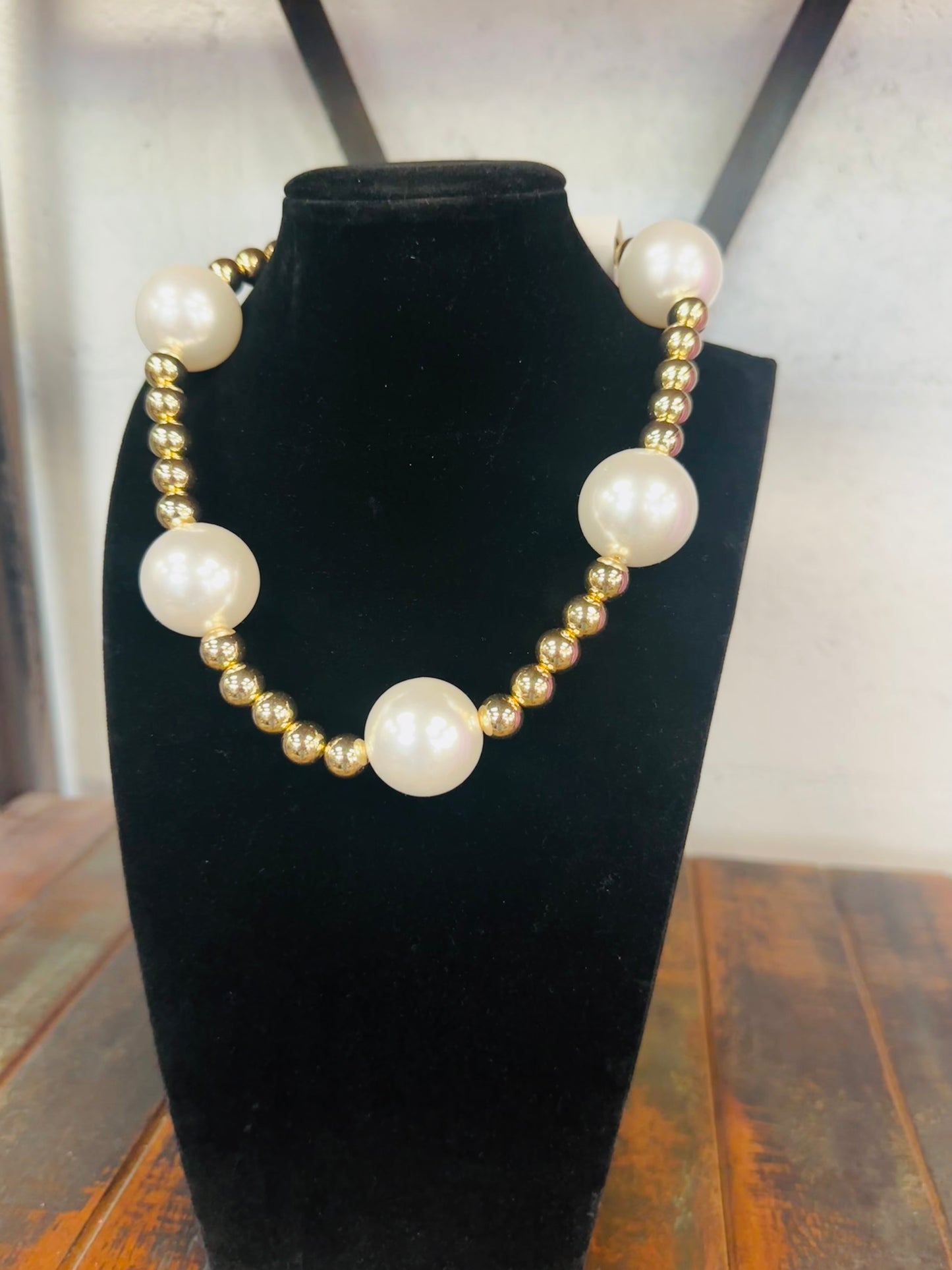 Pearl + Gold Beaded Necklace