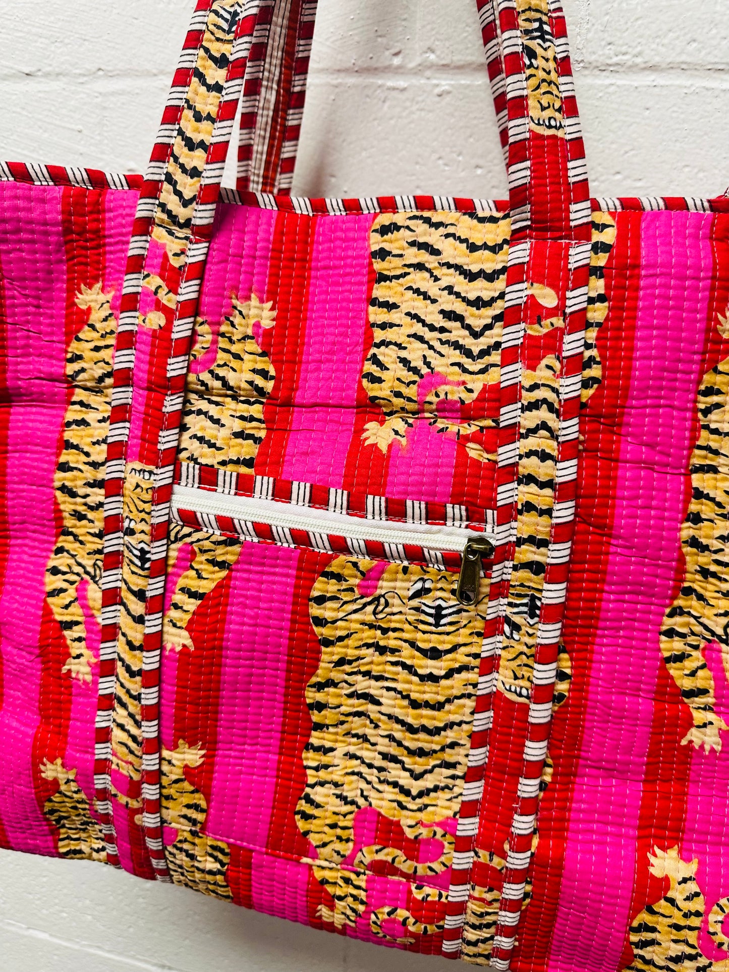 The Pink Tiger Quilted Tote Bag