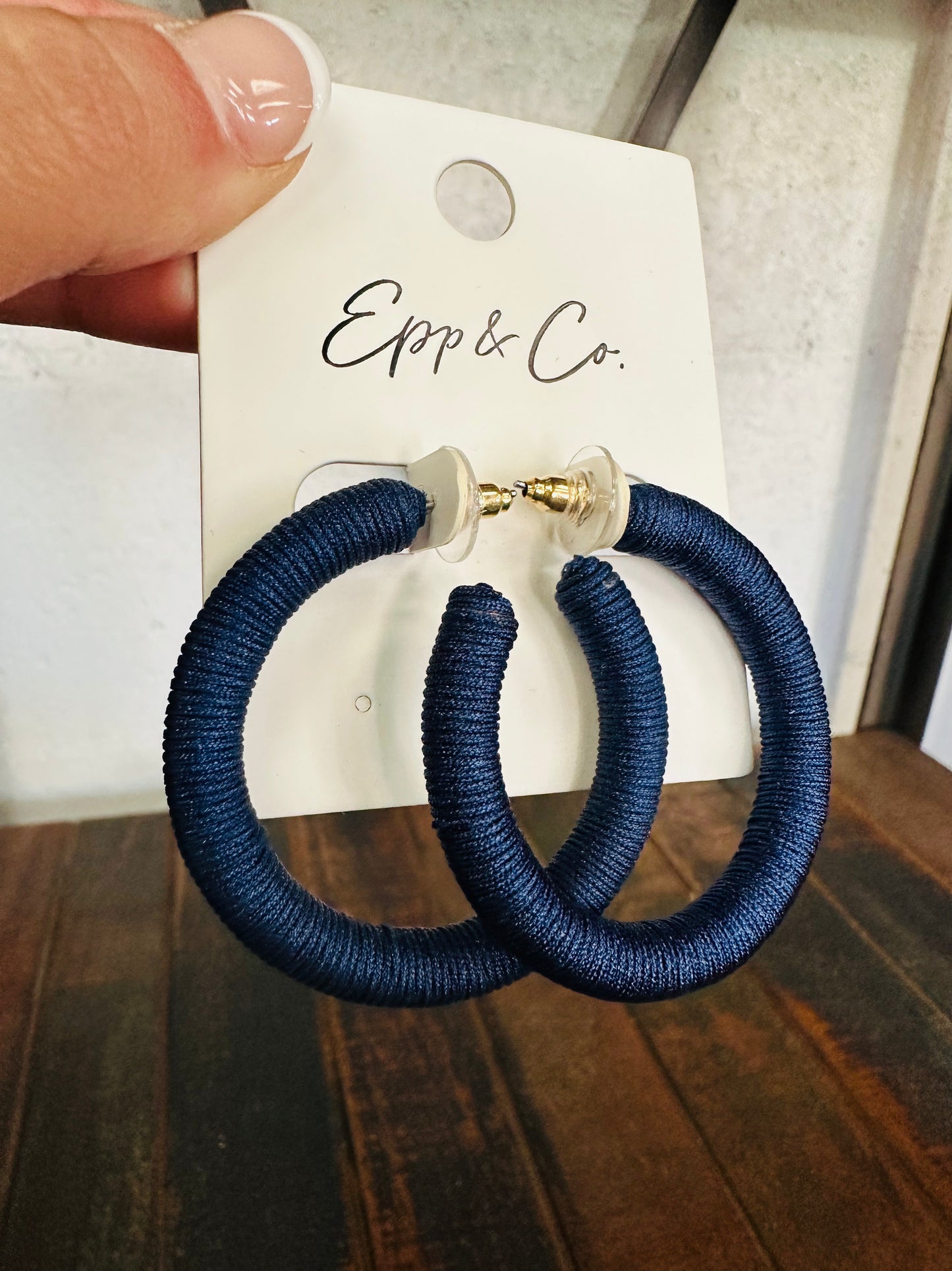 Navy Thread Hoops