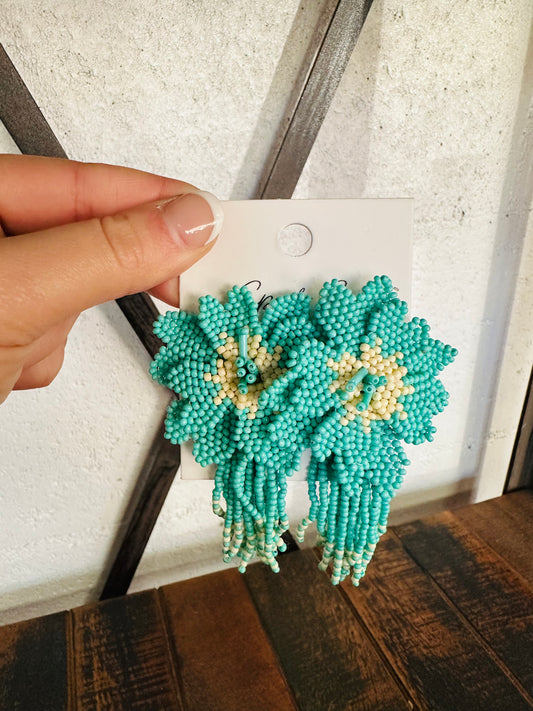 Teal Flower Fringe