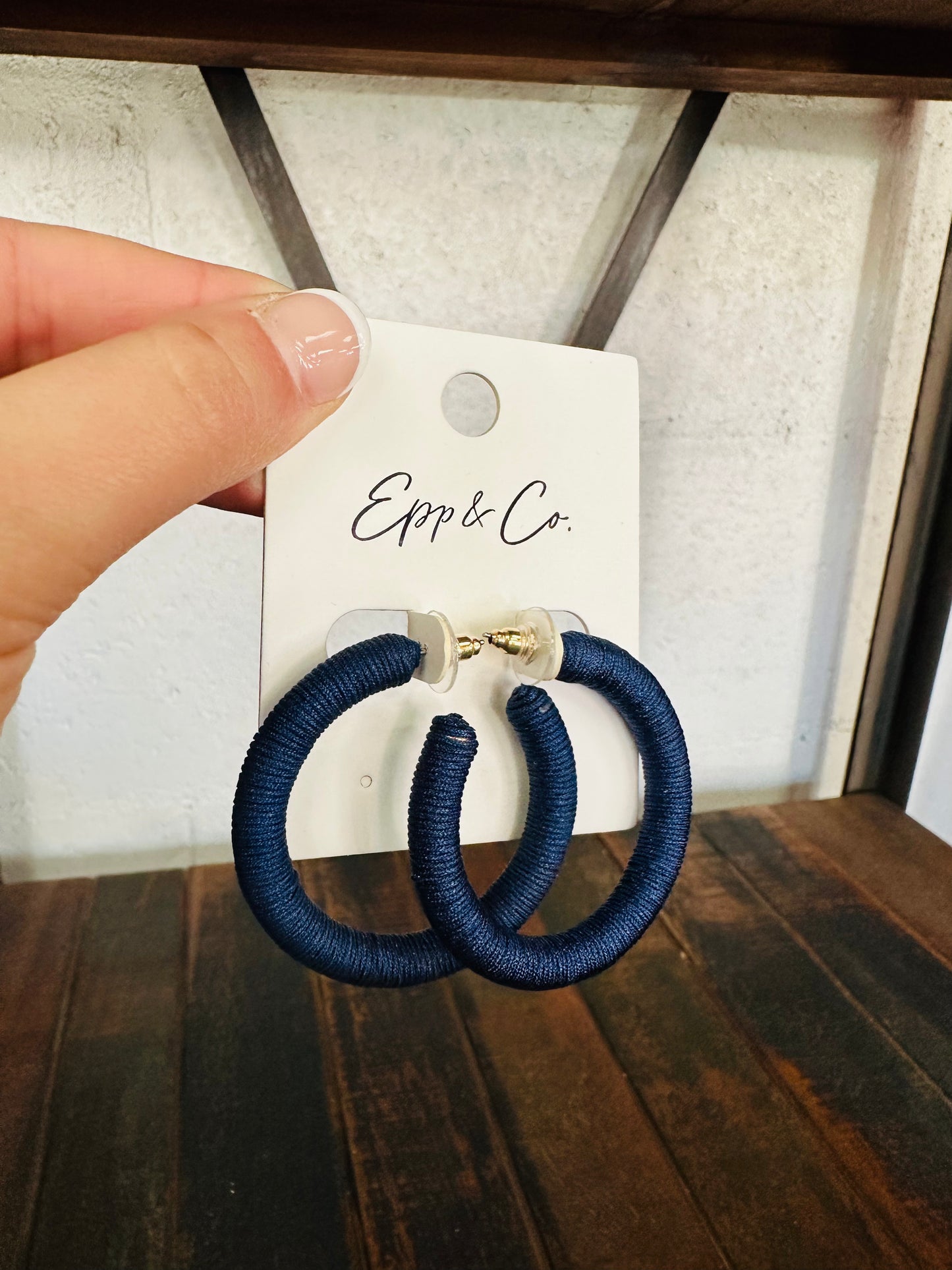 Navy Thread Hoops