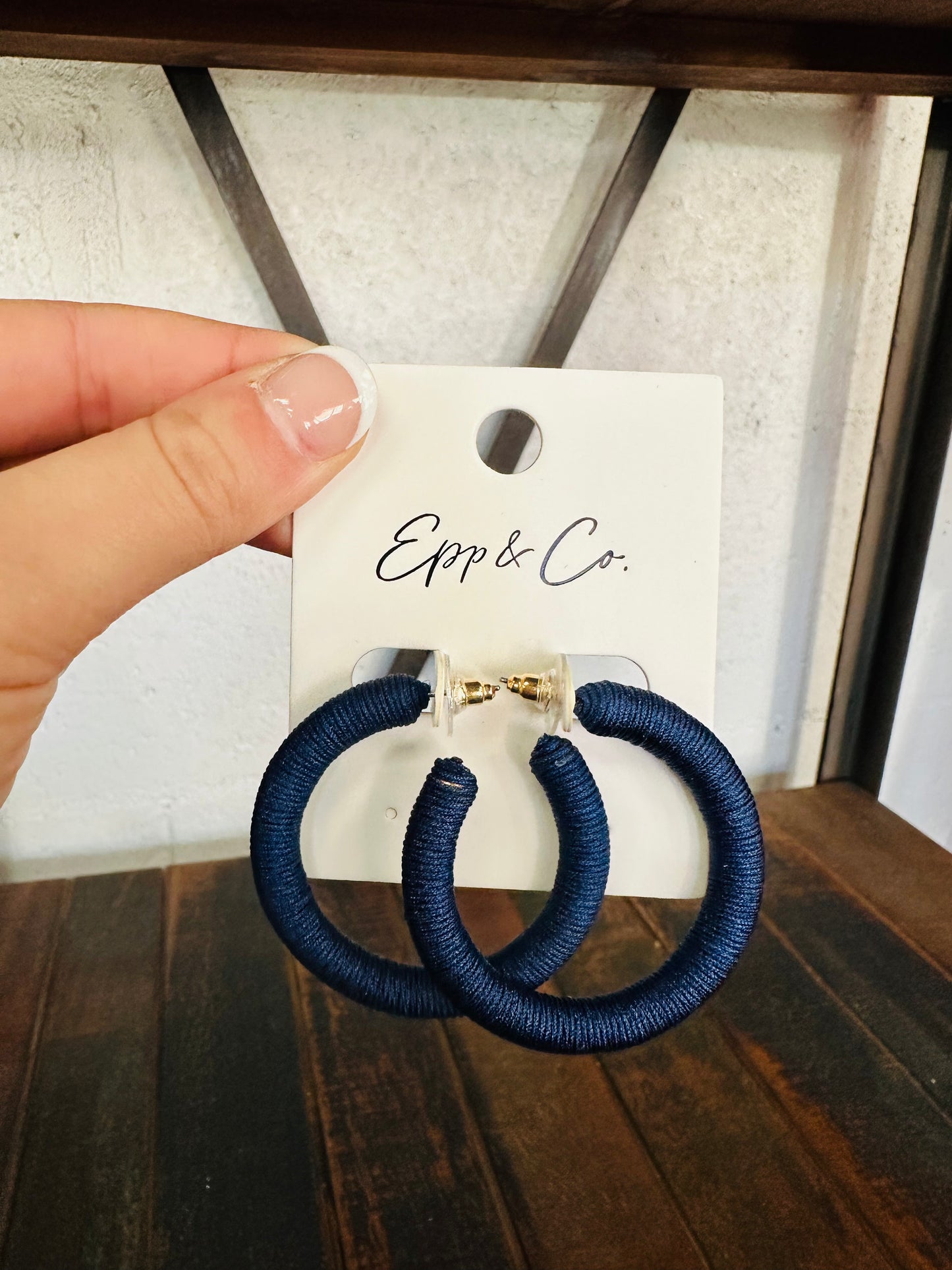 Navy Thread Hoops