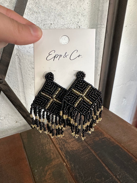 Black and Gold Diamond Fringe