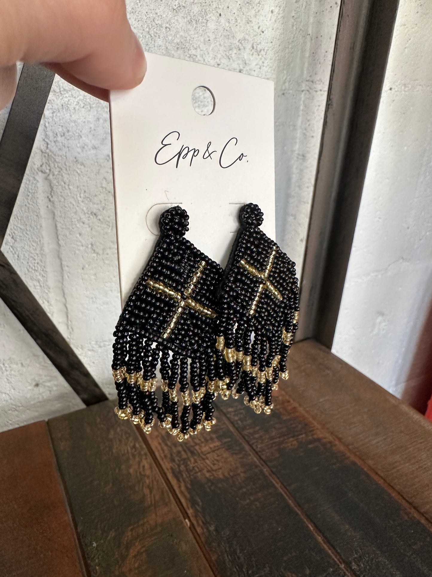 Black and Gold Diamond Fringe