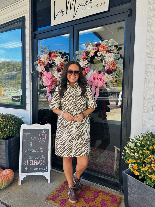 The Lucy Zebra Shirt Dress
