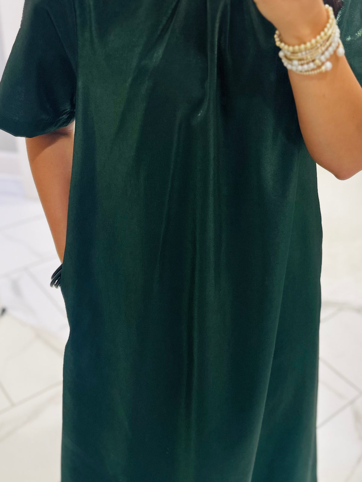 The Noelle Pine Satin Maxi Dress