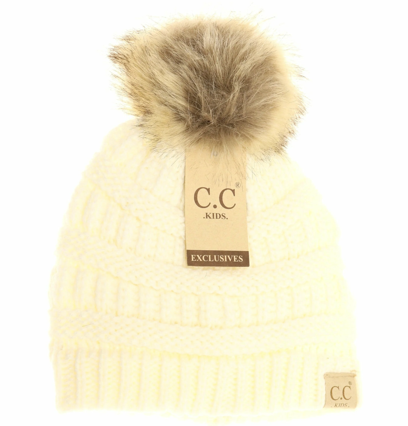 Kids Fur Pom CC Beanie