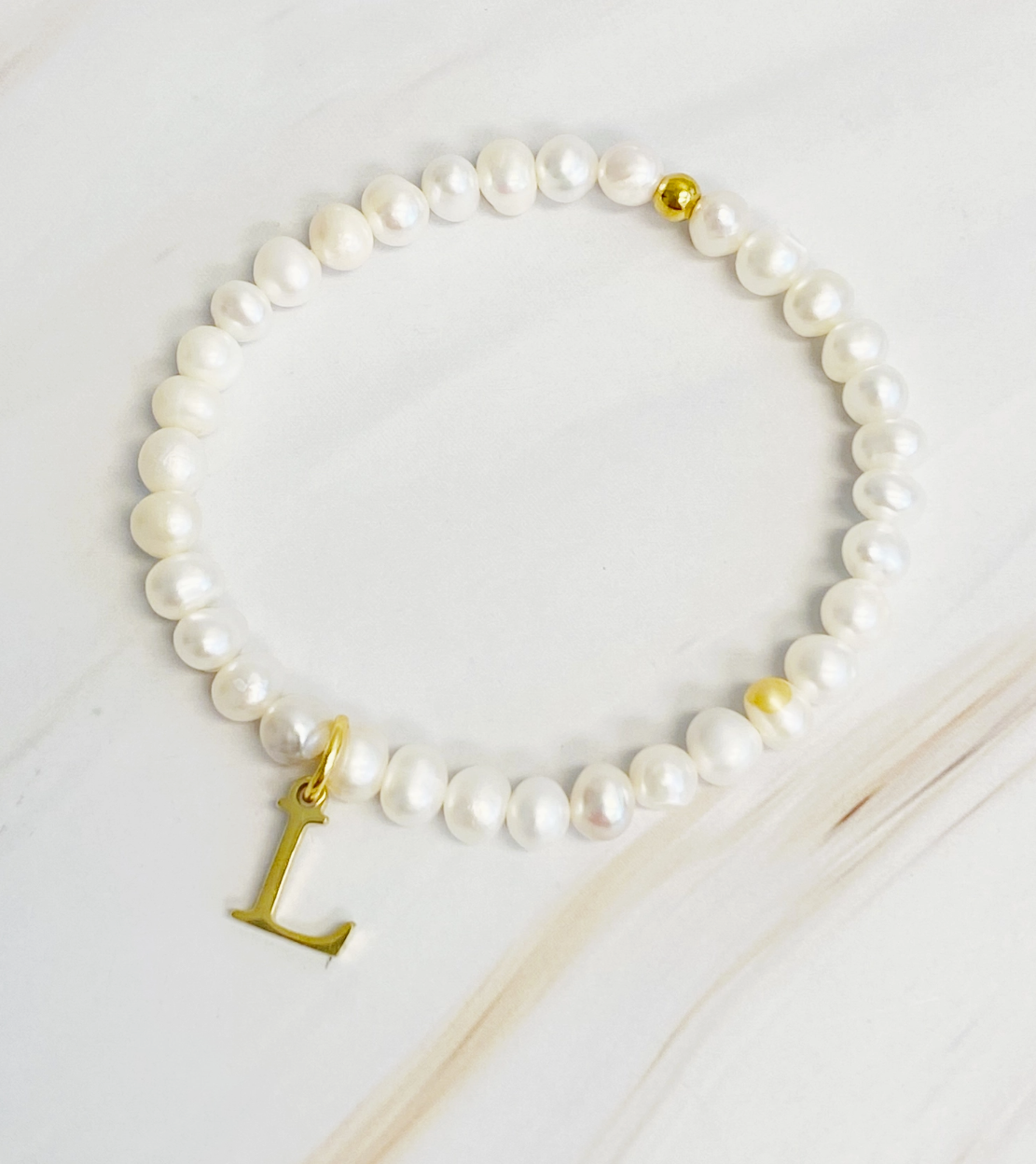 Freshwater Pearl Initial Charm Bracelet