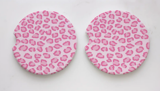 Pink Leopard Car Coaster