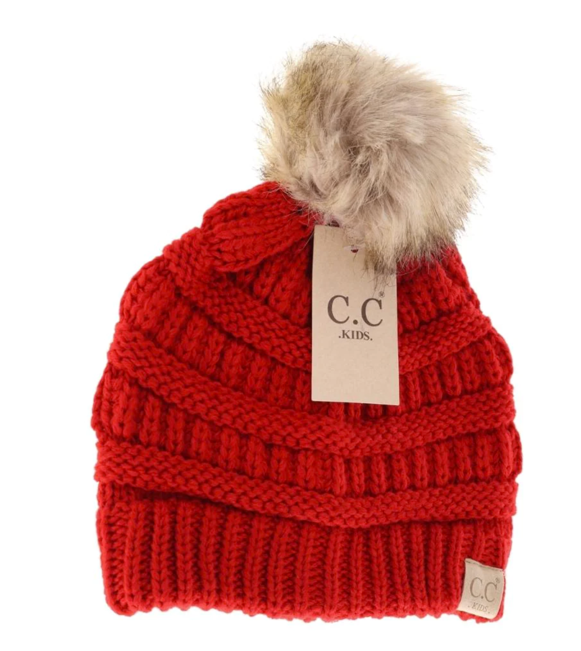 Kids Fur Pom CC Beanie