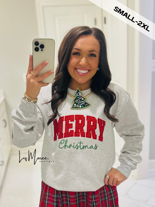 The Glitter Merry Christmas Appliqué Sweatshirt