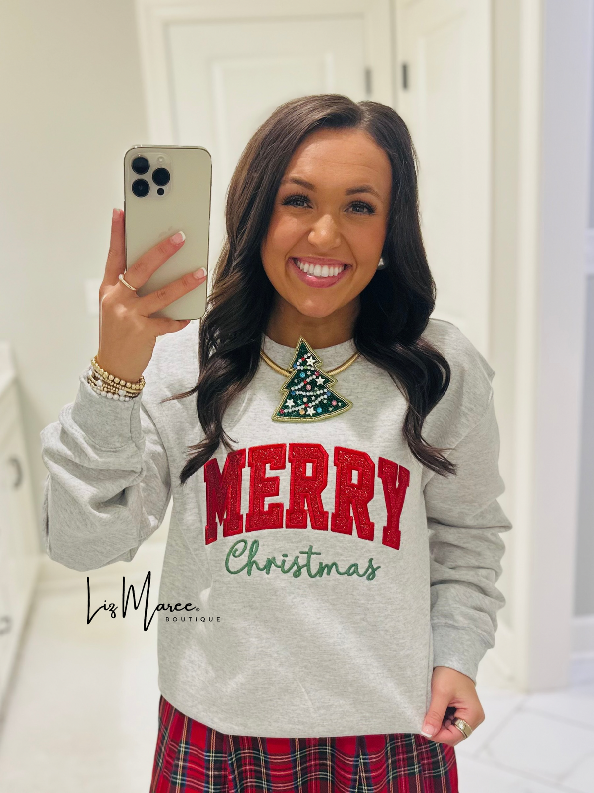 The Glitter Merry Christmas Appliqué Sweatshirt