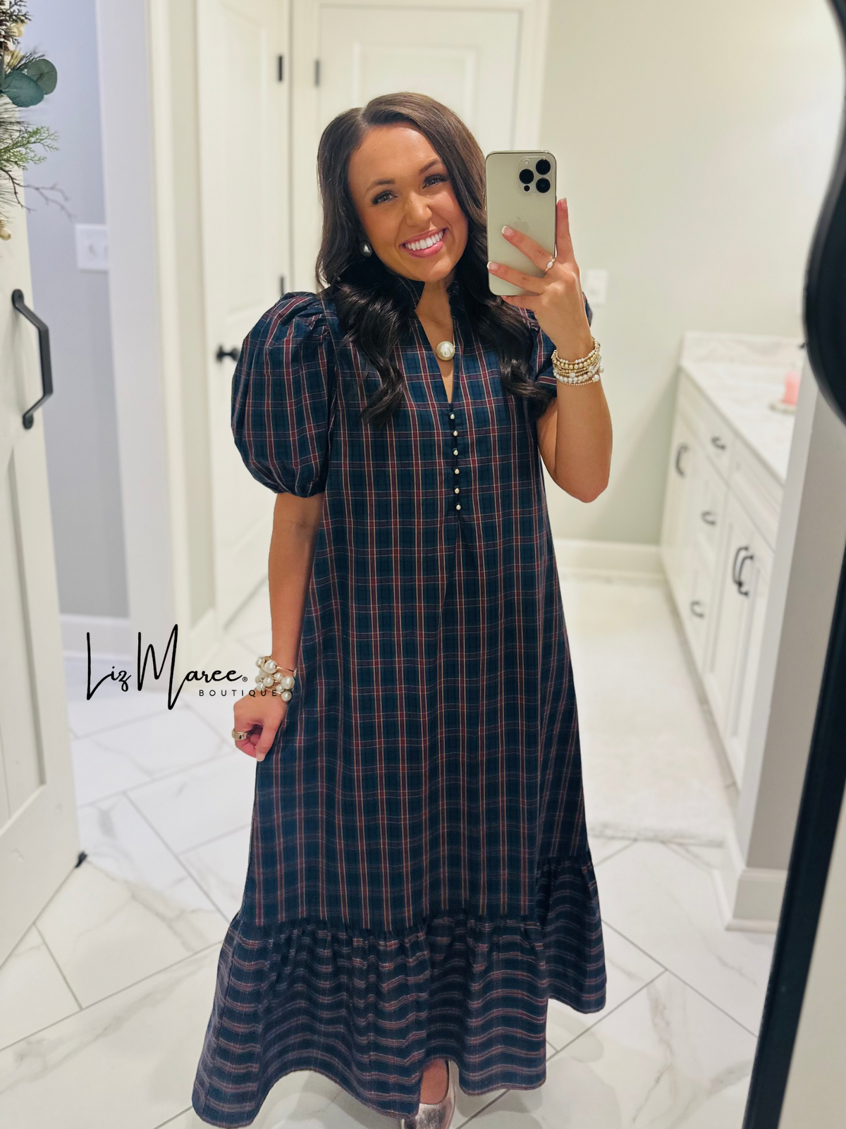 The Eve Green Plaid Midi Dress