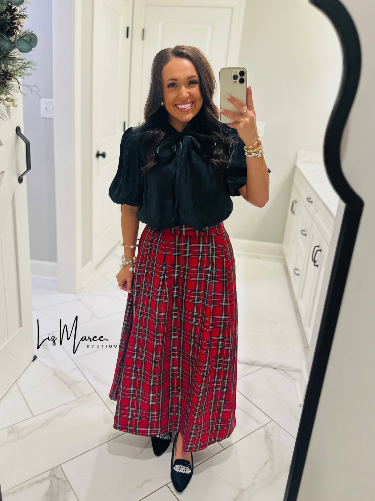 The Ciara Black Puff Sleeve Bow Top