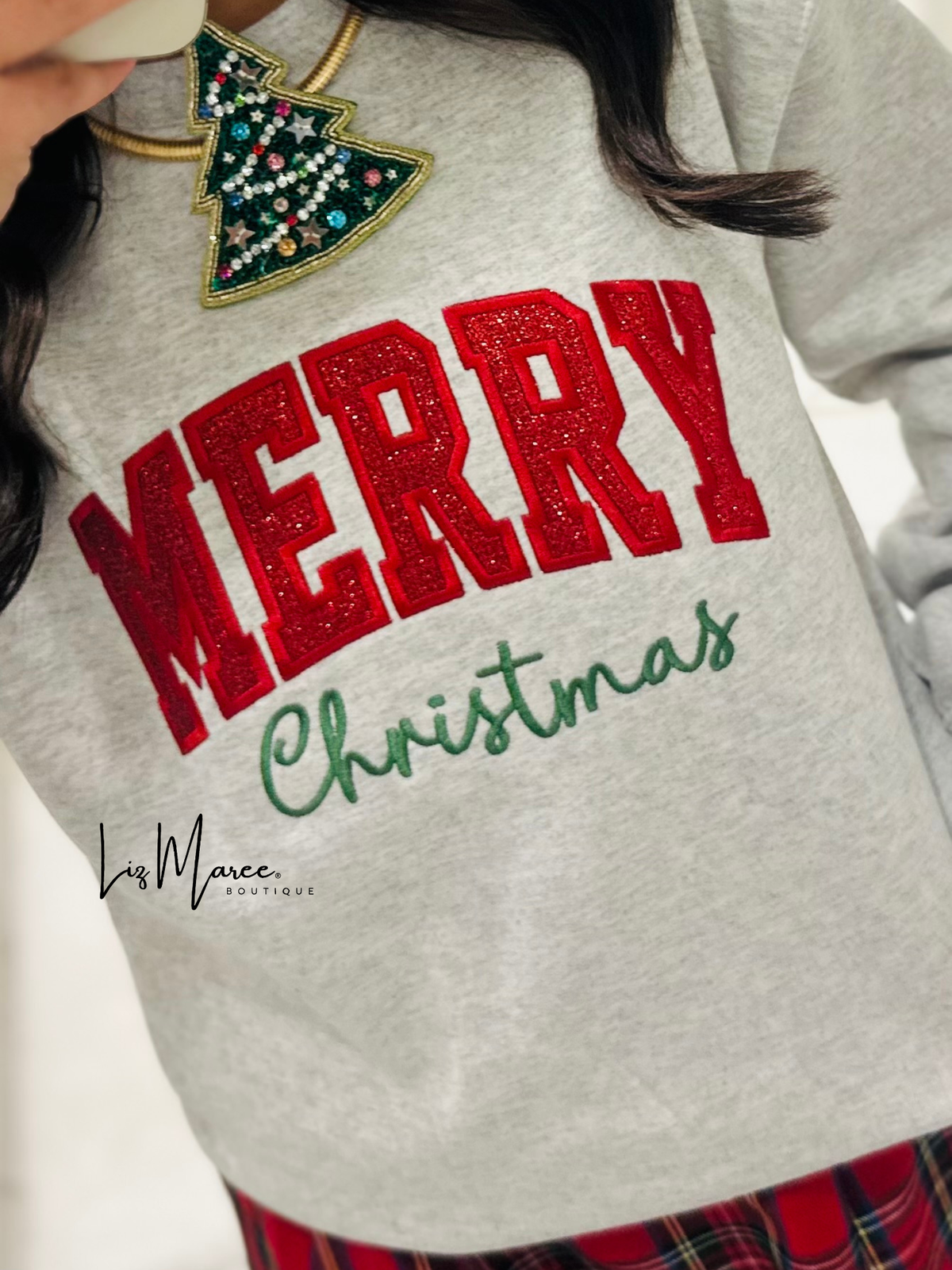 The Glitter Merry Christmas Appliqué Sweatshirt