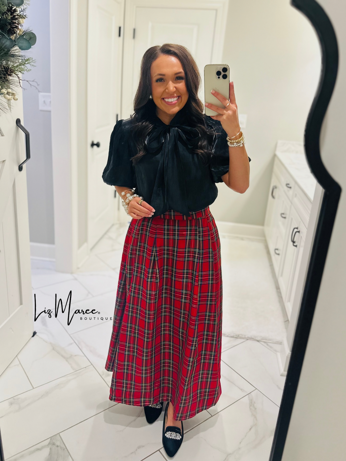 The Ciara Black Puff Sleeve Bow Top