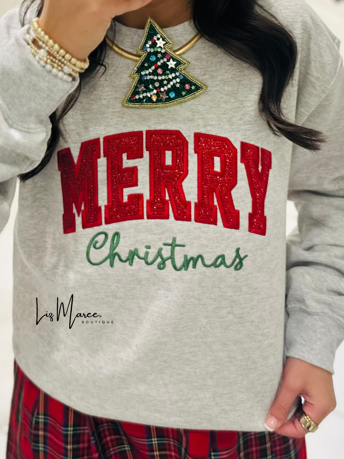 The Glitter Merry Christmas Appliqué Sweatshirt