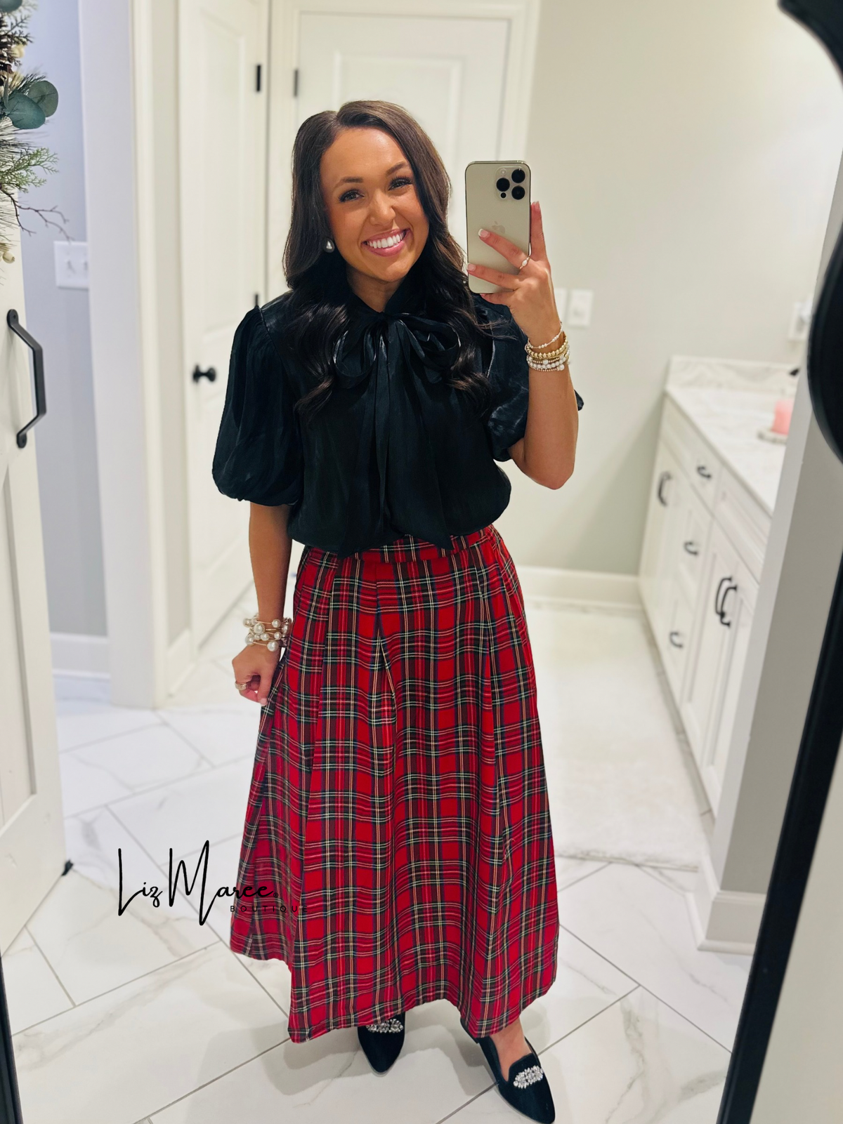 The Tinsley Red Plaid Midi Skirt