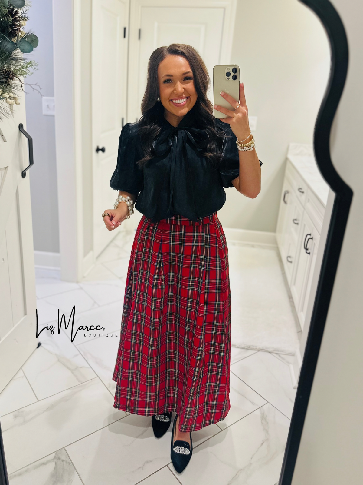 The Ciara Black Puff Sleeve Bow Top