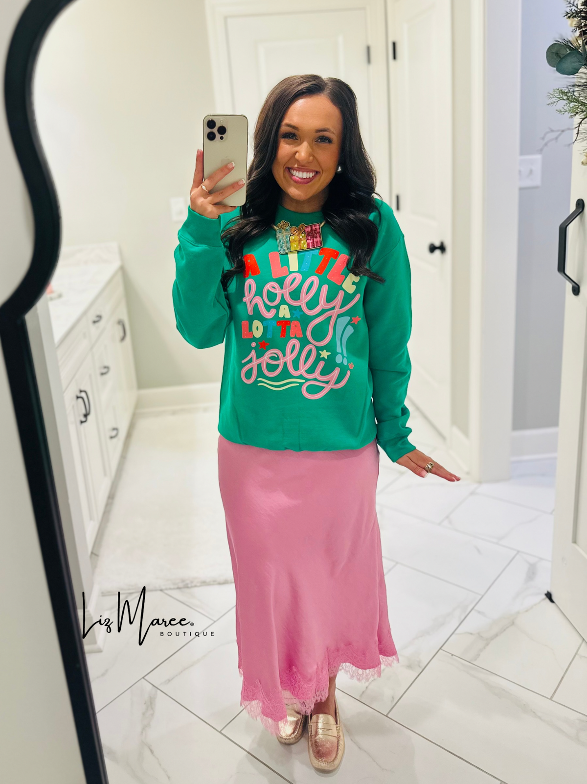 The A Little Holly A Lotta Jolly Crewneck