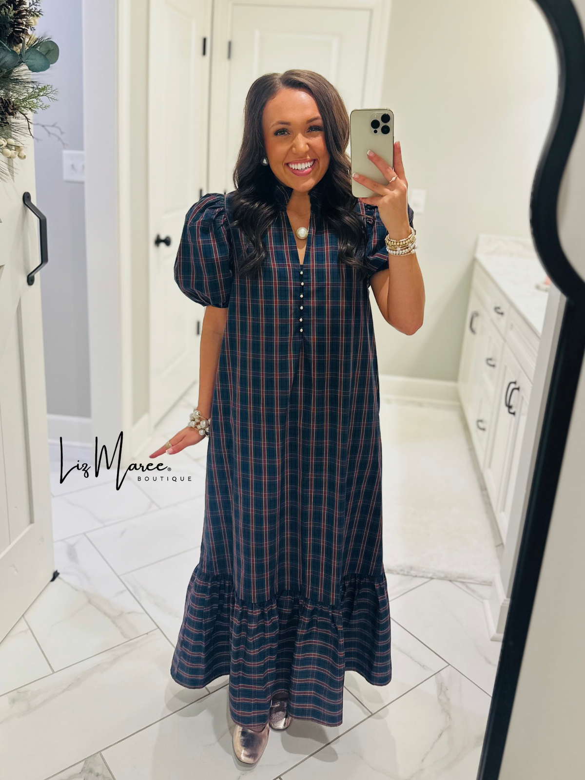 The Eve Green Plaid Midi Dress